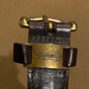 Nautica Vintage Brown Genuine Leather braided /Woven Brass buckle size 34-36
